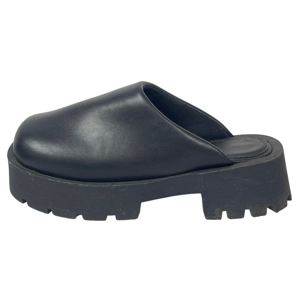 Oak + Fort Women's Black Chunky Platform Lug Sole Square Toe Clog Mules Size 8